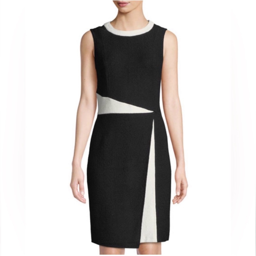 St John Black and White Sleeveless Dress